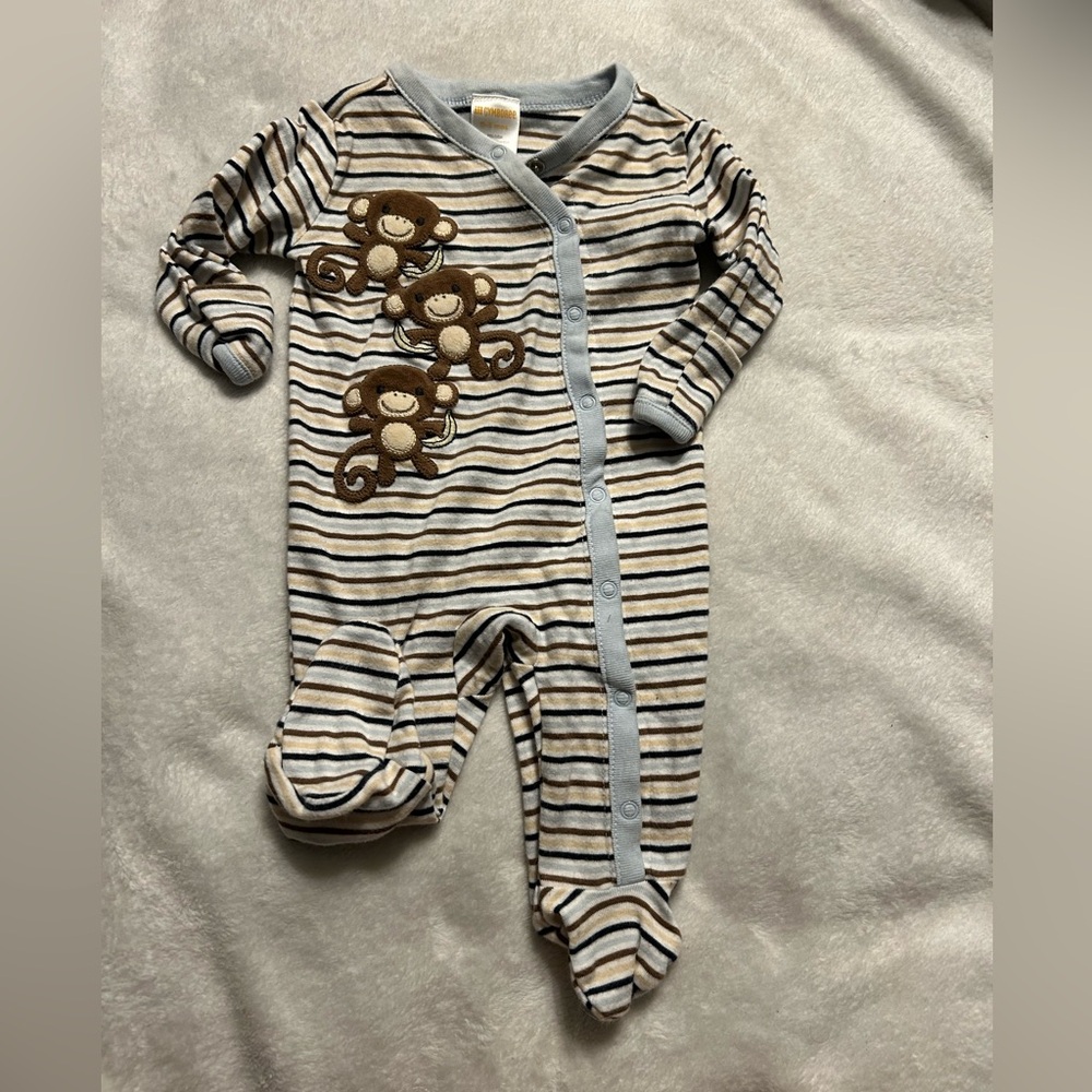Monkey footie pajamas | Size: 0-3 months